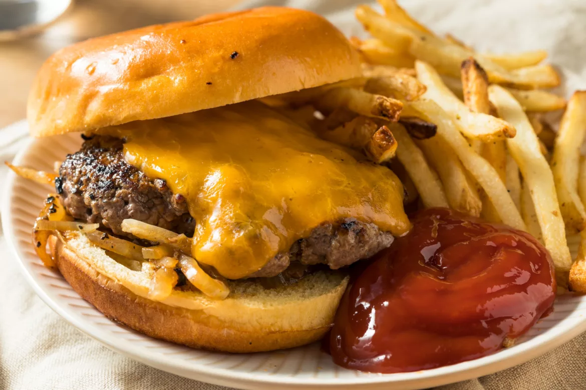 Smoked Gouda Cheese Burger With Caramelized Onions