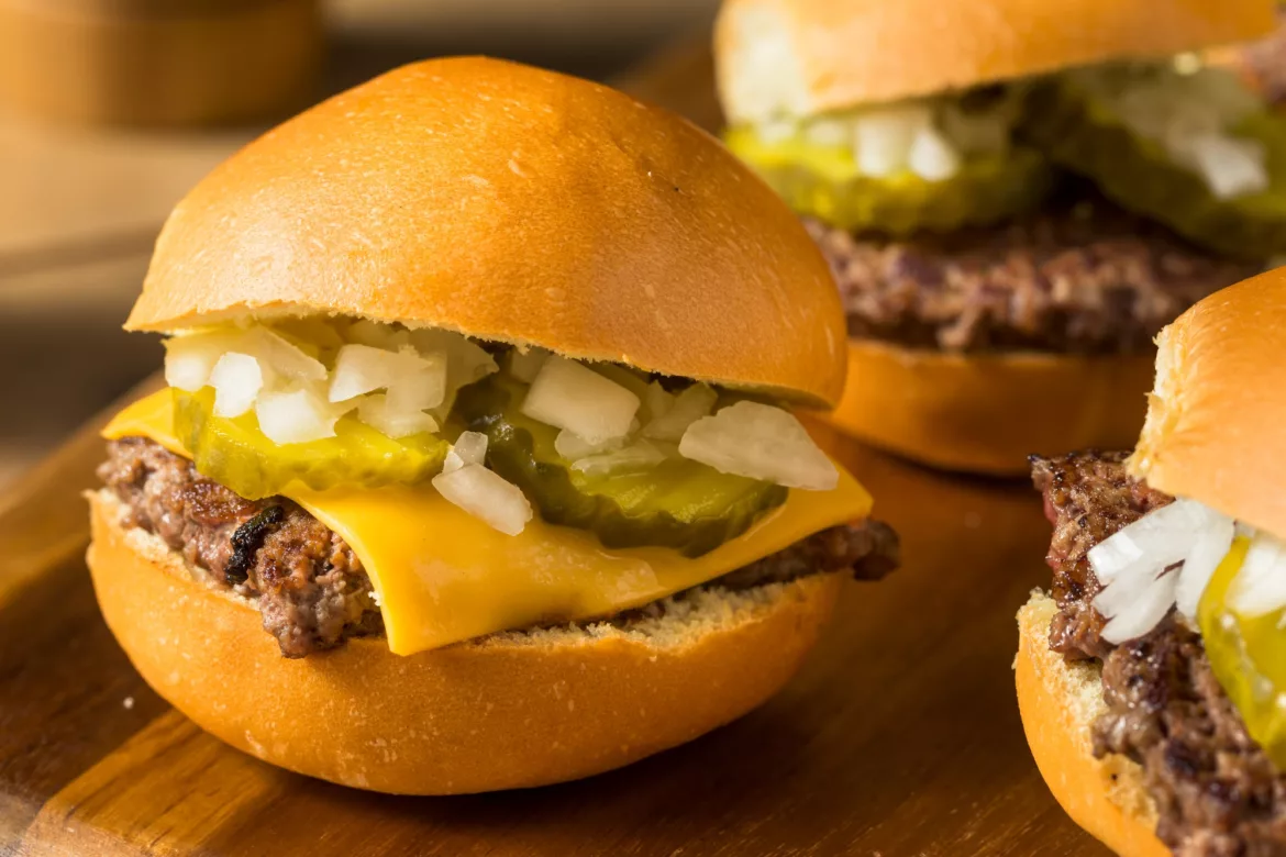 Turkey Burger Sliders With Air-Fried Pickle Spheres