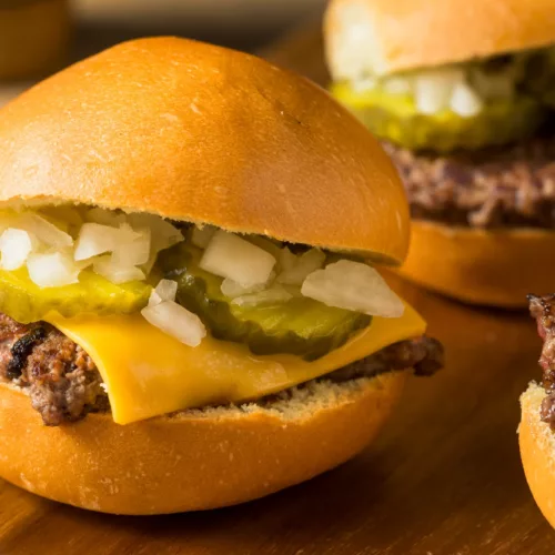 Turkey Burger Sliders With Air-Fried Pickle Spheres