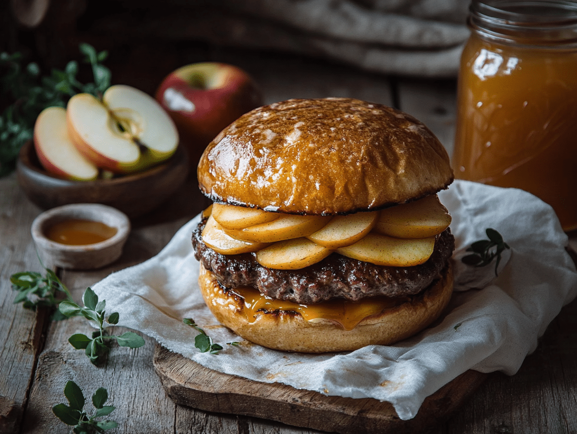Dutch Gouda and Caramelized Apple Burger